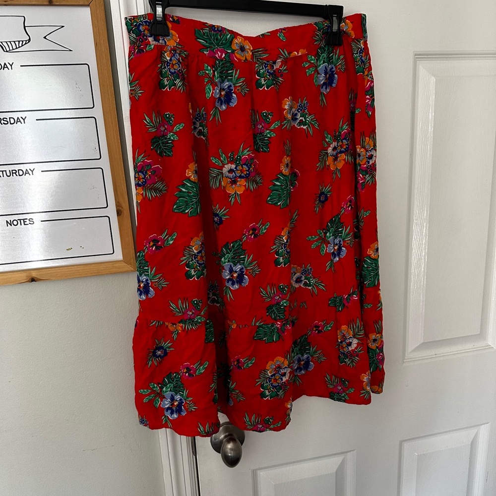 Floral Red Skirt